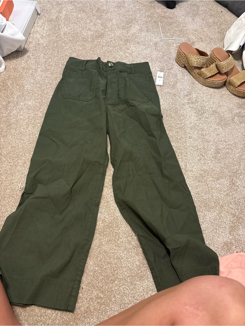 Maeve Olive Green High-Rise Trousers